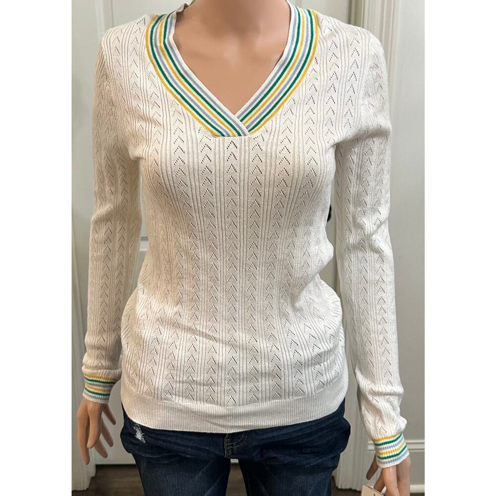 Copper Key White V-Neck Lightweight Sweater – Size XL NWT